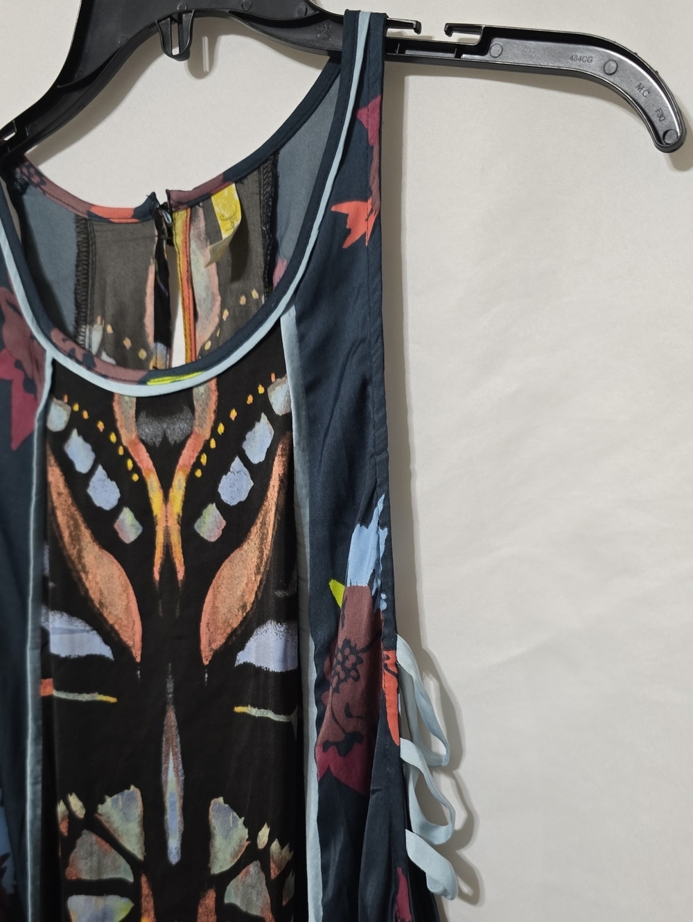 Free People Dream Free Printed Tunic Boho Halter Mini Dress Black Blue SP - Picture 4 of 11